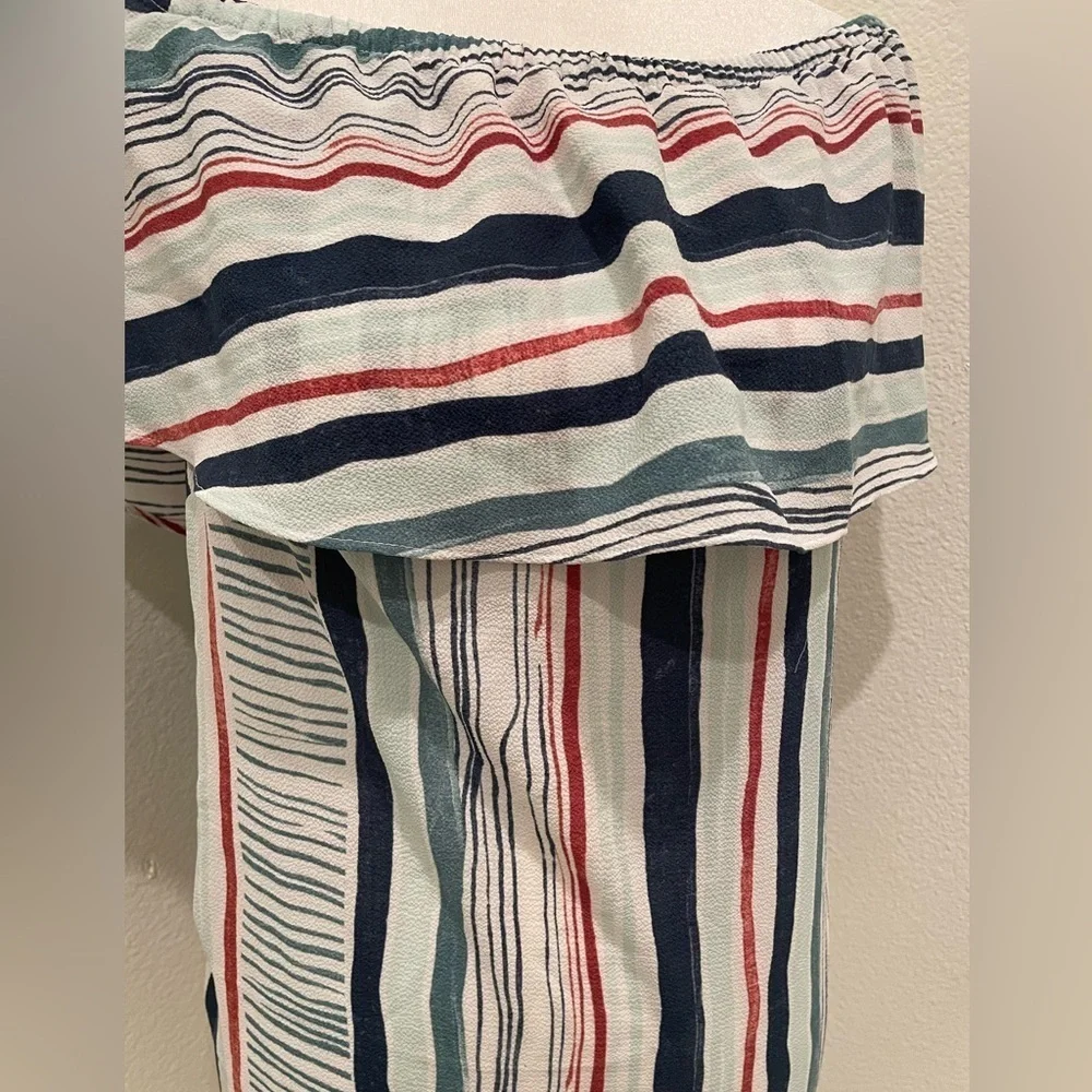 Lane Bryant Women’s Blouse Off Shoulder Stripe Pattern Size 14/16 - Picture 6 of 7